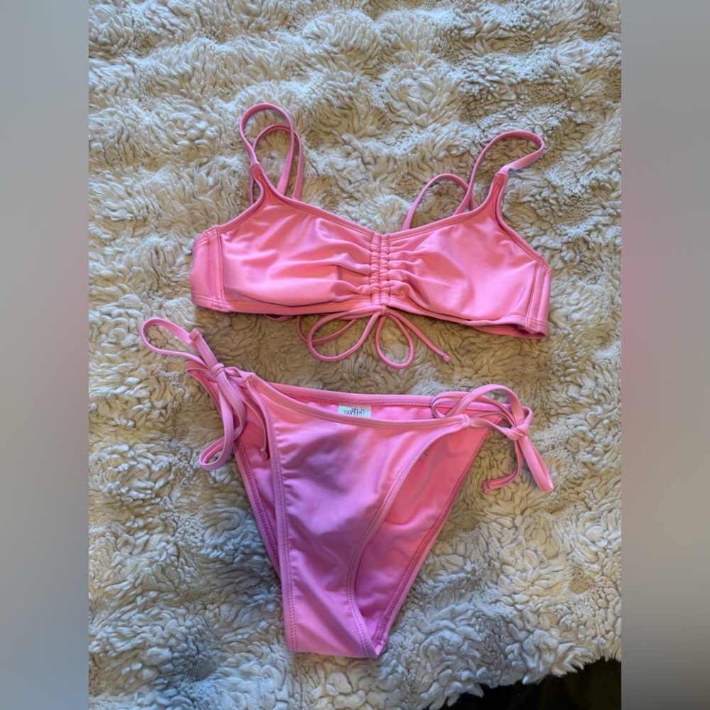 wild fable Pink Ruched Tie-Side Bikini